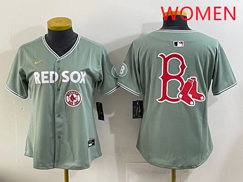 Women 2025 Boston Red Sox Blank Green Joint Name Nike MLB Jersey style 8